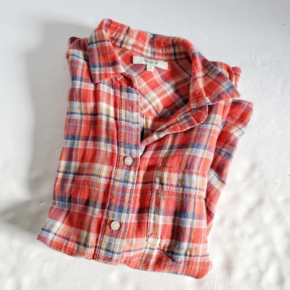MADEWELL Plaid Button Down Boyshirt in Suntour XS - Picture 7 of 7